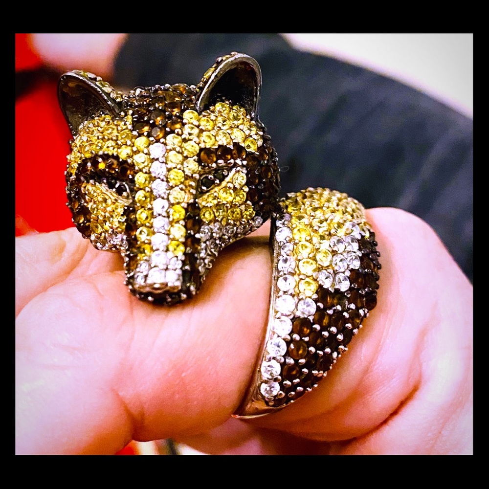 Vintage Swarovski Crystal wrap around fox ring